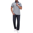 thumbnail image 2 of INSPIRE CHIC Men's Golf Short Sleeve Western Retro Stretch Color-Block Business Polo Shirt 2XL Gray, 2 of 6