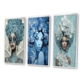 thumbnail image 3 of Designart "African Goddess Grace in Elegant Blue Fashion II" African American Woman Framed Wall Art Set Of 3 - Blue Woman African American Frame Gallery Wall Set For Home Decor, 3 of 7