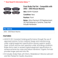 thumbnail image 2 of Front Brake Pad Set - Compatible with 2002 - 2003 Nissan Maxima, 2 of 2