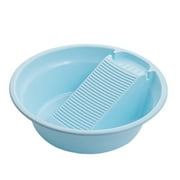 Washboard Basin Basin for Laundry, Portable Thickened Washtub with Washboard, Laundry Washboard for Travel Underwear Pants blue