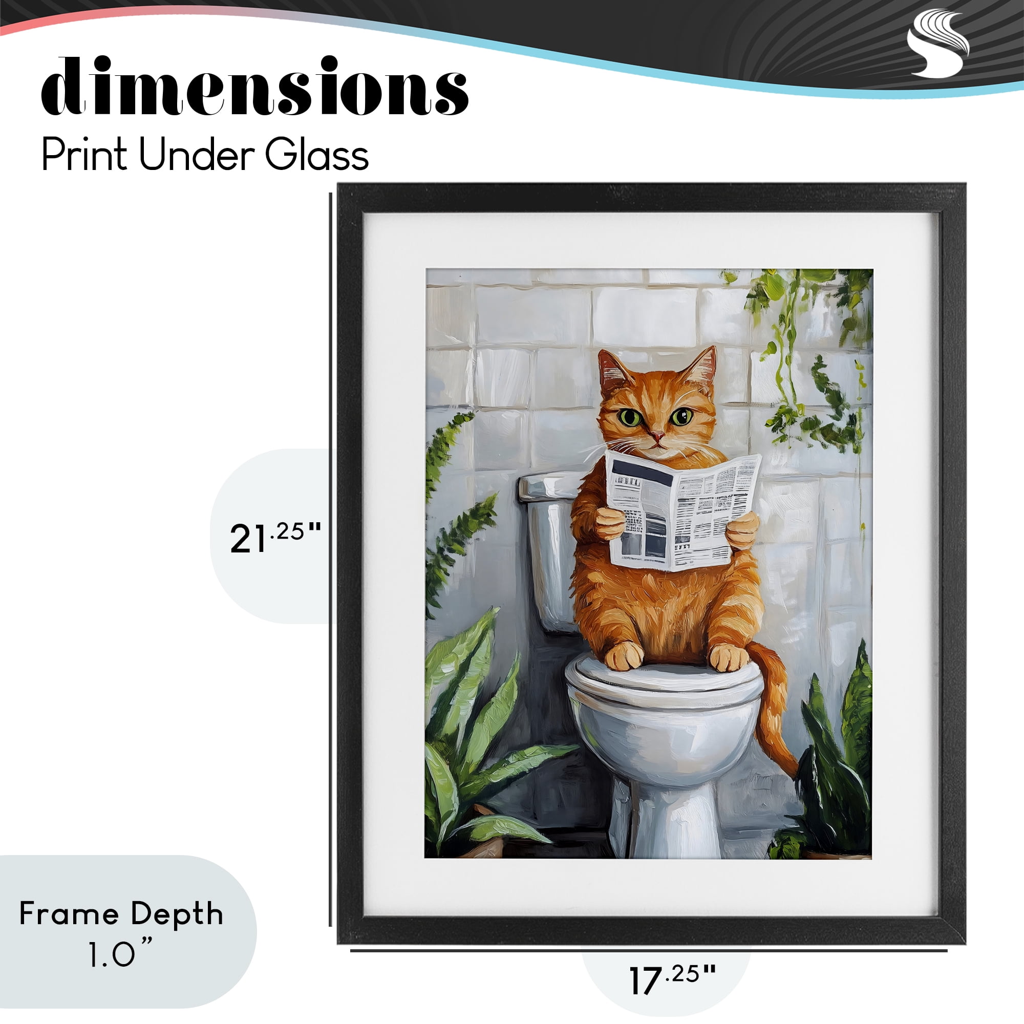 Stupell Industries Orange Cat Reading Paper Black Framed Print Under Glass, design by The Prints Vibe