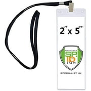 5 Pack - Ticket Stub Holder Display Sleeves with Lanyards - 2 ⅛ X 5 ⅝ Inch TICKETMASTER Compatible - Clear Flexible Vinyl Plastic Holder Pouch for Concerts & Sports by Specialist ID