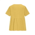 thumbnail image 5 of Turilly Women's Open Front Button Cotton Linen Blouse Summer Ladies V-Neck Short Sleeve Casual Loose Fit Tunic Top, 5 of 6
