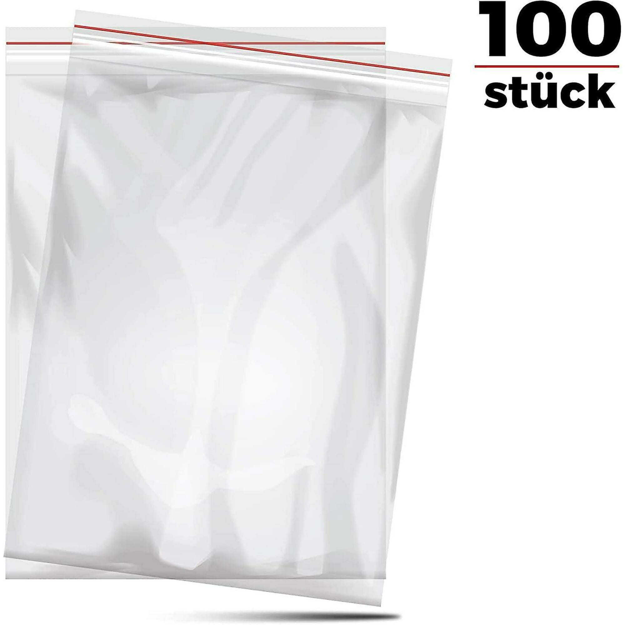 Complete Set Of 100 Clear Resealable Plastic Bags Packaging
