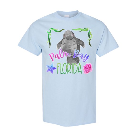Inktastic Palm Bay Florida Cute Swimming Manatee T-Shirt