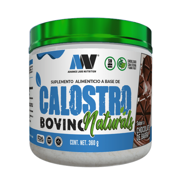 Calostro Bovino en Polvo Advance Labs Naturals Stevia y Monk Fruit Chocolate de Barra 60 Serv 360g