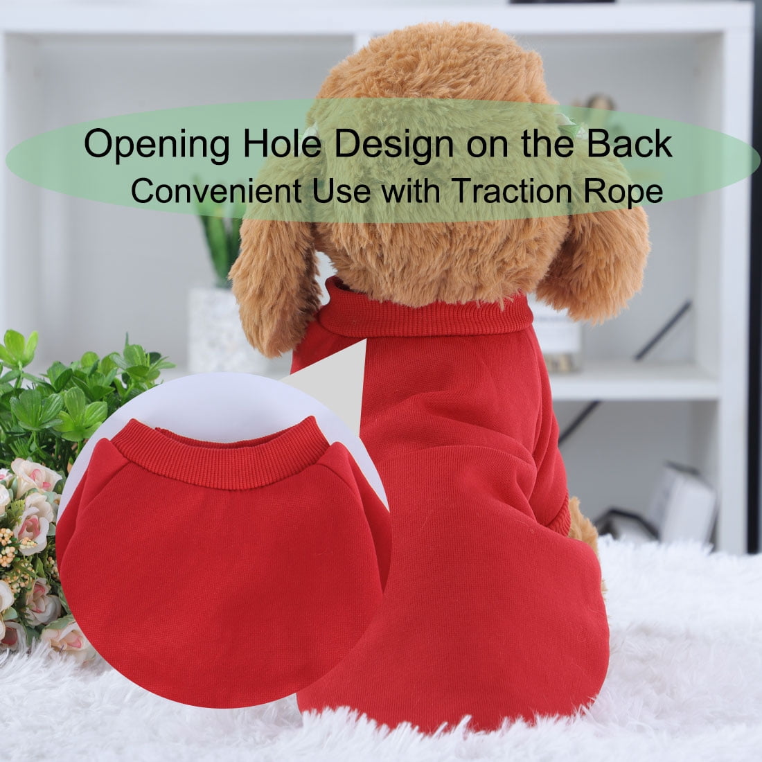 Unique Bargains Pet Dog Sweatshirt Cloth Cotton Basic Apparel Puppy Cat Winter Coat Red XS