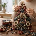 thumbnail image 2 of Christmas 3D Quilted Tree Ornament Craft Kit, Church Nativity Beaded Patchwork Design for Adults and Tabletop Decor, 7.87 in, 2 of 2