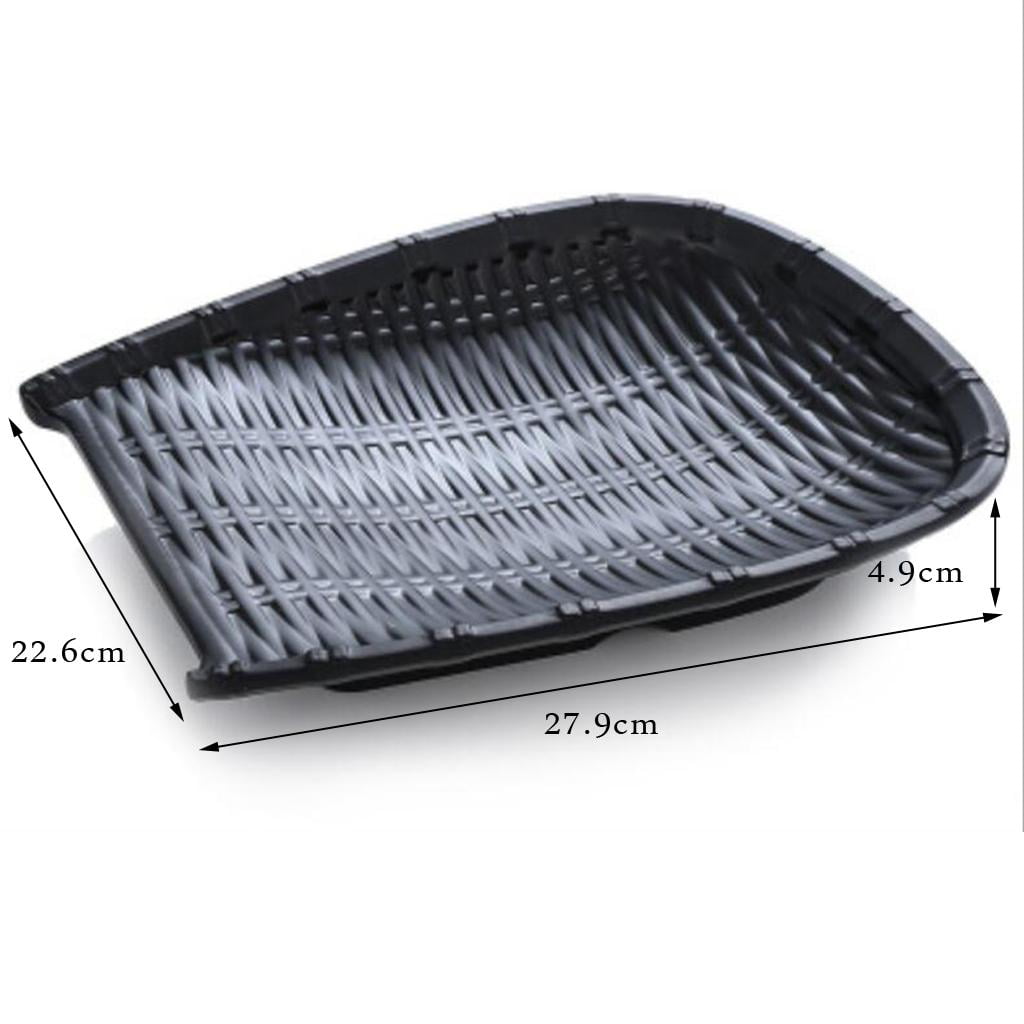 Fiocias Rattan Wicker Basket Hand Knitting Box Woven Black 28cm