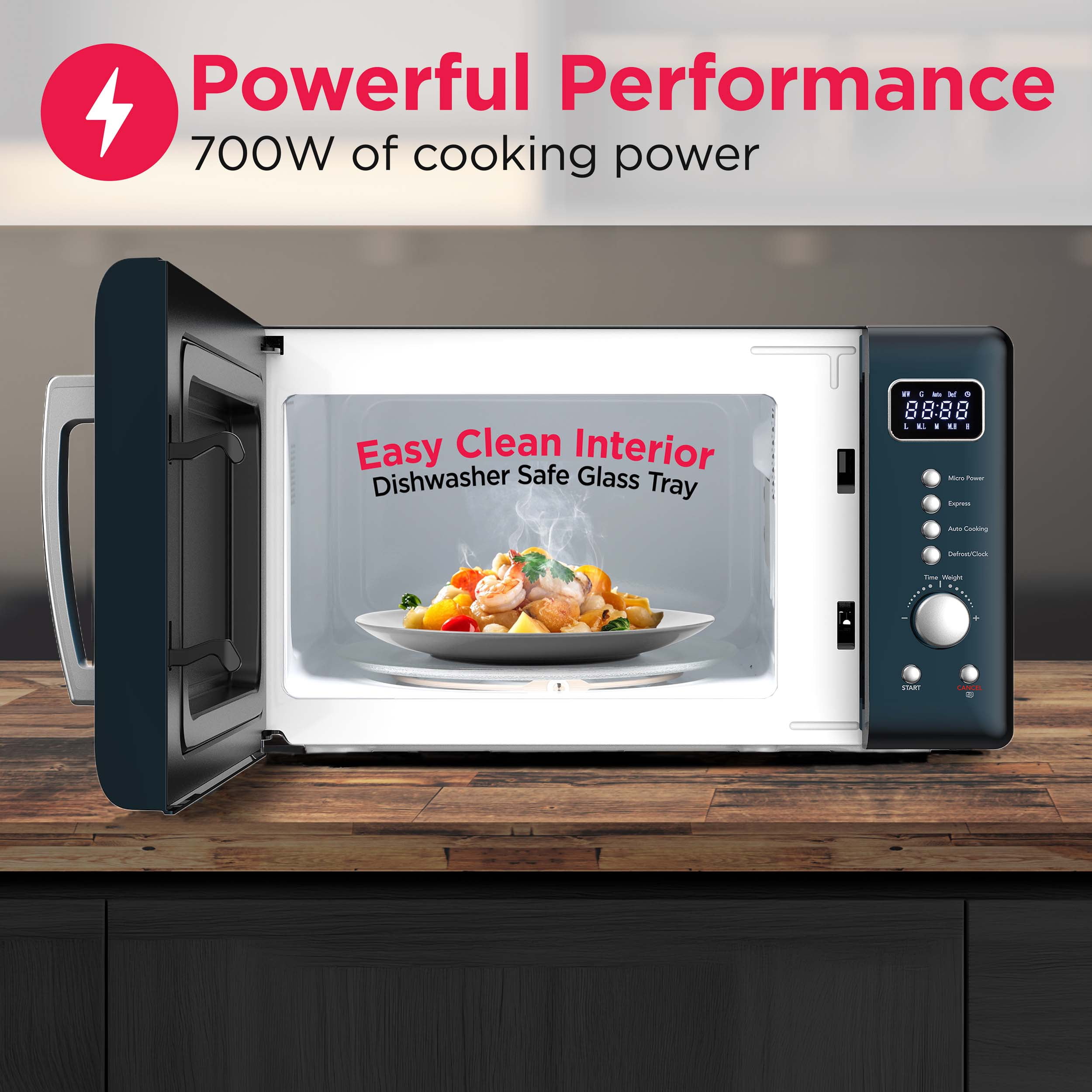 Frigidaire 0.7 Cu. ft. 700 Watts Retro Countertop Microwave Oven, Azure