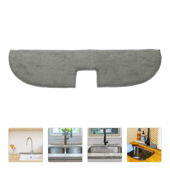 WHAMVOX Grey Sponge Kitchen Sink Mat Absorbent and Durable for Home Use Fits Most Sinks 17.72 x 9.84 inches
