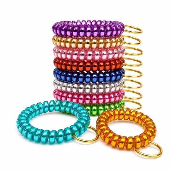 12-Color Stretchable Wristband Keychain,Wristband Key Ring Chain, Wrist Keychain with Spiral Design, Waterproof & Convenient, Suitable for Sauna, Gym, Swimming Pool, Outdoor Sports, Office, Shopping
