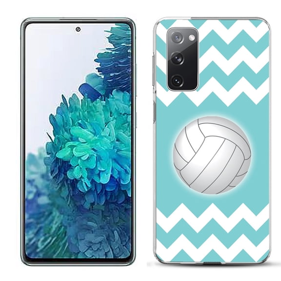 Slim-Fit Gel TPU Phone Case for Samsung Galaxy S20 FE 5G Fan Edition, by OneToughShield ® - Chevron/Volleyball