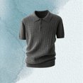 thumbnail image 2 of Polo Shirts for Men Summer Solid Casual Cable Knit Collared Short Sleeve Dress Shirts, 2 of 4