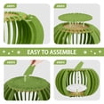 thumbnail image 6 of Green Pumpkin Felt Cat House with Soft Plush Cushion & Hanging Pom-Pom Toy - Spacious Halloween Themed Pet Bed for Indoor Cats, Durable High-Density Board Construction, 6 of 6