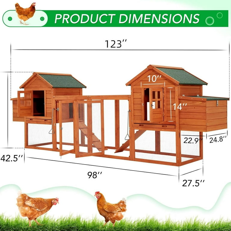 AECOJOY 144” Large Wooden Backyard Chicken Coop with Nesting Boxes