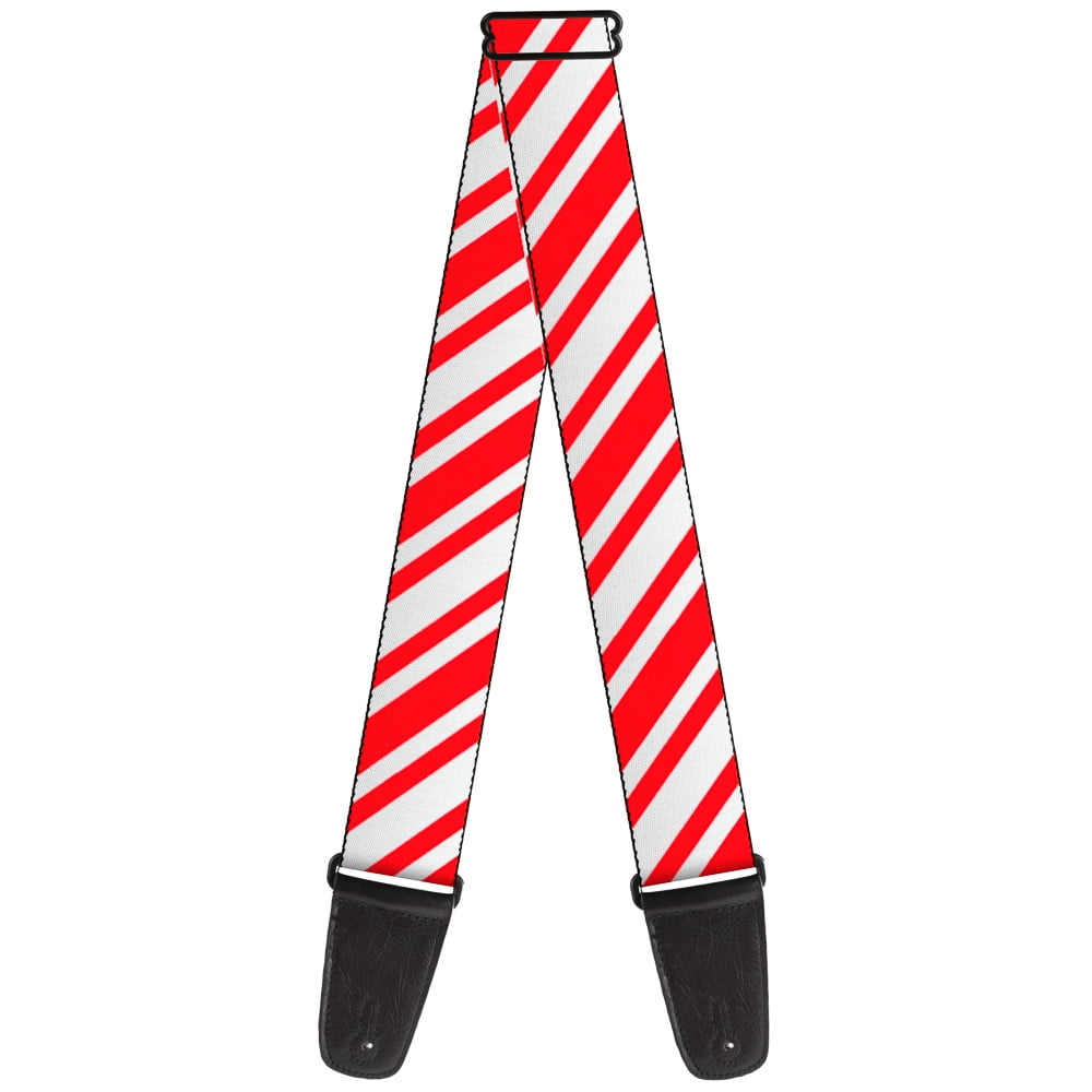 Buckle-Down Guitar Strap, Candy Cane Stripe White Red, 2 Inches Wide