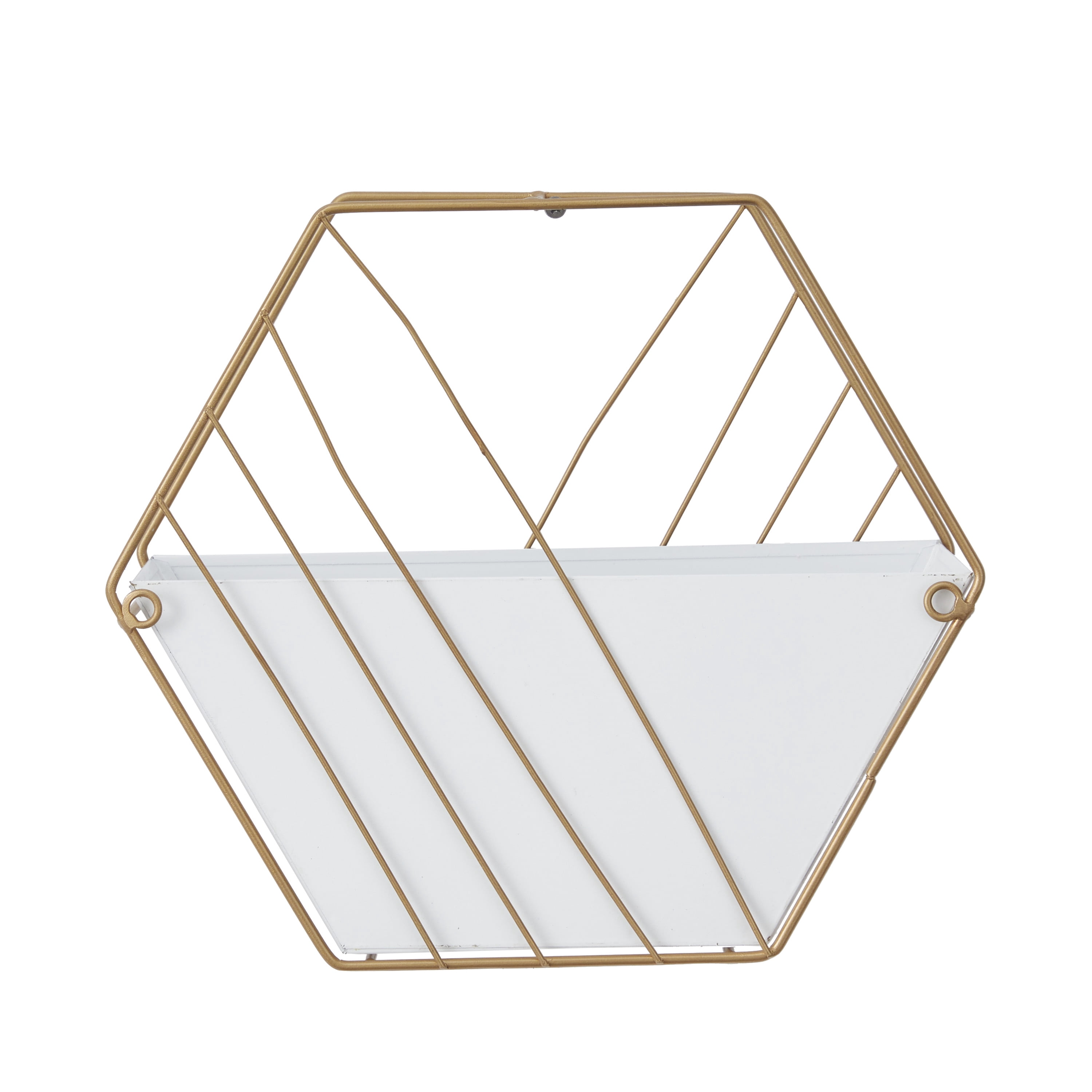 DecMode 10", 9"H Rectangle White Metal Indoor Outdoor Hanging Geometric Wall Planter (2 Count)
