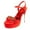 Red, variant on FSJ Women Graceful Stiletto Super High Heel Sandals Crystal Chain Open Toe Ankle Buckle Strap Platform Pumps Wedding Dress Shoes Size 8 Champagne