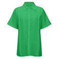thumbnail image 4 of MIXUE Women Blouses Solid Color Lapel Short Sleeve Button Up Casual Work Loose Fit Womens Summer Tops Sportwear,Green,XXXL, 4 of 8