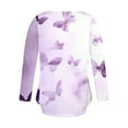thumbnail image 6 of HOMBOM Fall T-Shirts for Women V-Neck Graphic Purple Tops Floral Long Sleeve Womens Relaxed Fit, 6 of 7