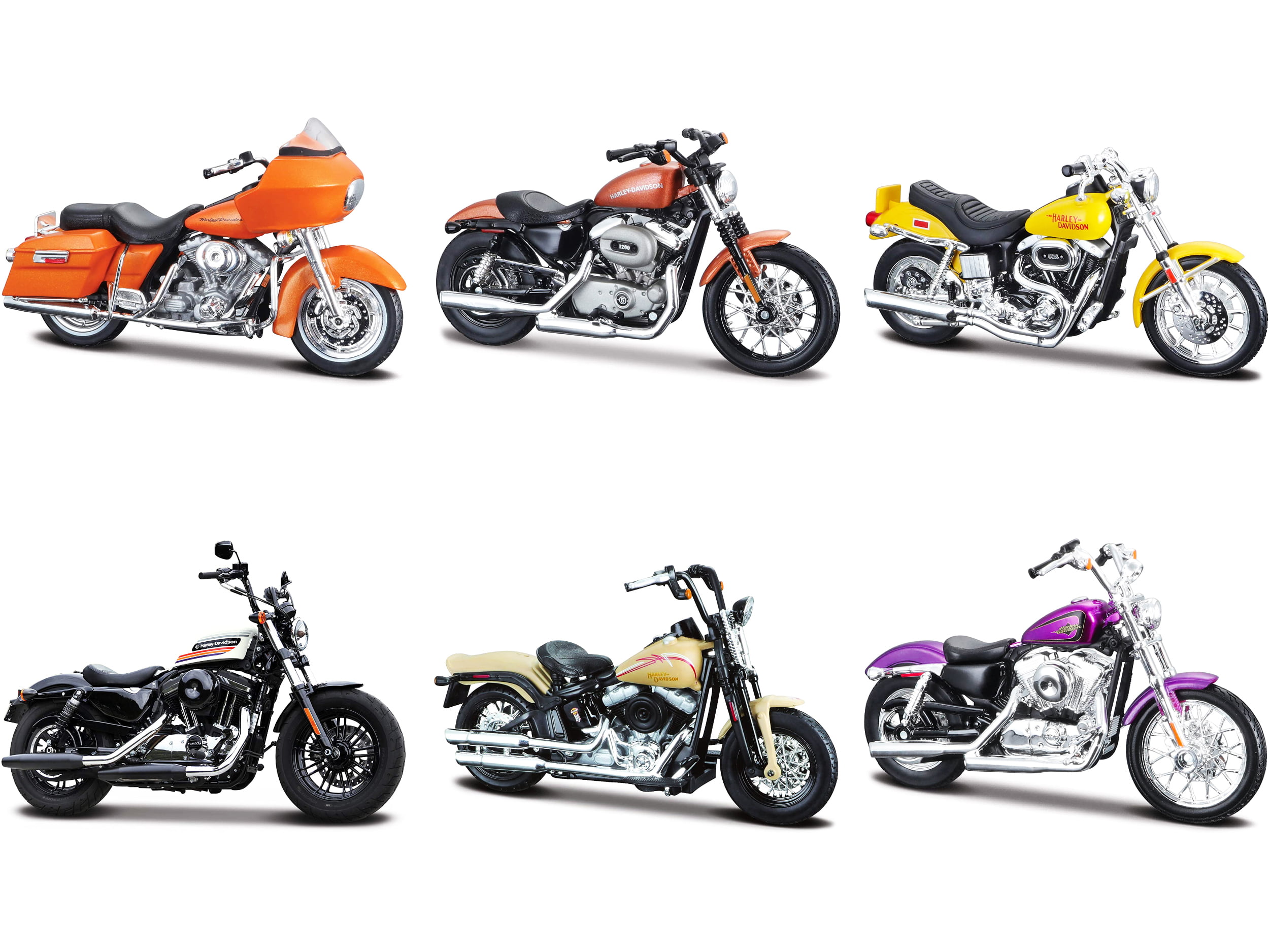 Harley-Davidson Motorcycles 6 piece Set Series 41 1/18 Diecast Models by  Maisto 