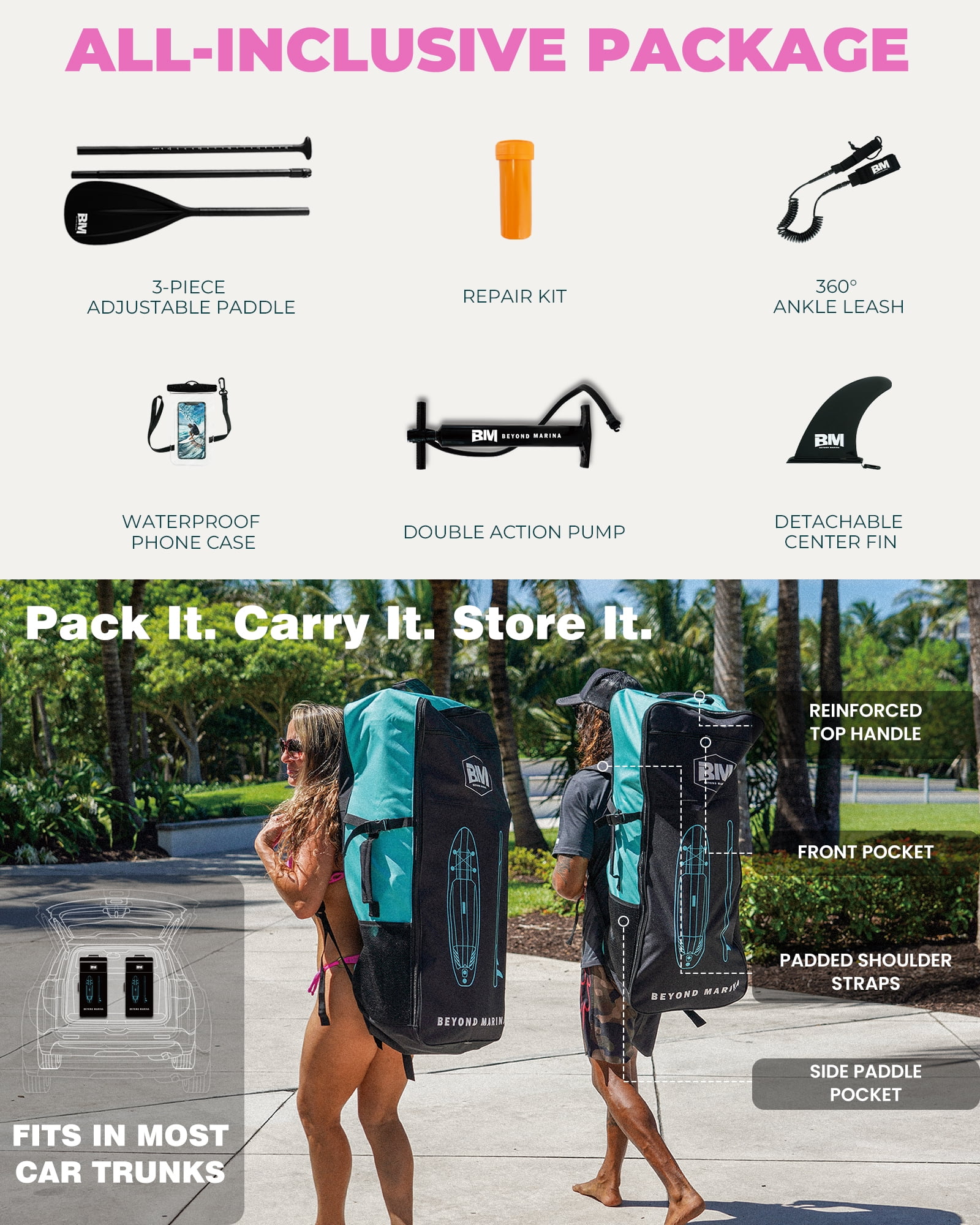 10'6" Inflatable Stand Up Paddle Board for Adults, Non-Slip EVA, Camera Mount, BLUSHDREAM