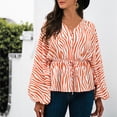 thumbnail image 2 of Womens Fall Tunic Tops Henley V Neck Lantern Long Sleeve Blouses Trendy Printed Button Drawstring Tshirts for Leggings, 2 of 7