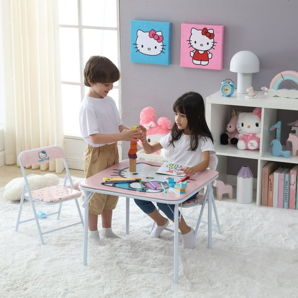Hello Kitty Kids' 3-Piece Table and Chairs Set, Pink
