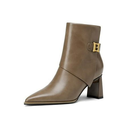 

TALKVE Women Ladies Vintage Ankle Pointed Toe Casual Single Shoes Short Boots