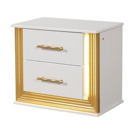 Obsession Contemporary Style 2-Drawer Nightstand Made with Wood in Gold Finish