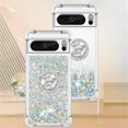 thumbnail image 2 of for Google Pixel 8 Pro Luxury Glitter Case for Women Girls, Sparkle Flowing Clear Quicksand Soft TPU Liquid Case Cover with Bling Diamond Ring for Pixel 8 Pro -Silver, 2 of 13