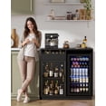 thumbnail image 2 of Modern Coffee Bar Cabinet with Mini Fridge Space, Wine Bar with LED Lights & Power Outlets, Glass Door Liquor Cabinet & Buffet Sideboard for Dining Room, Black, 2 of 7