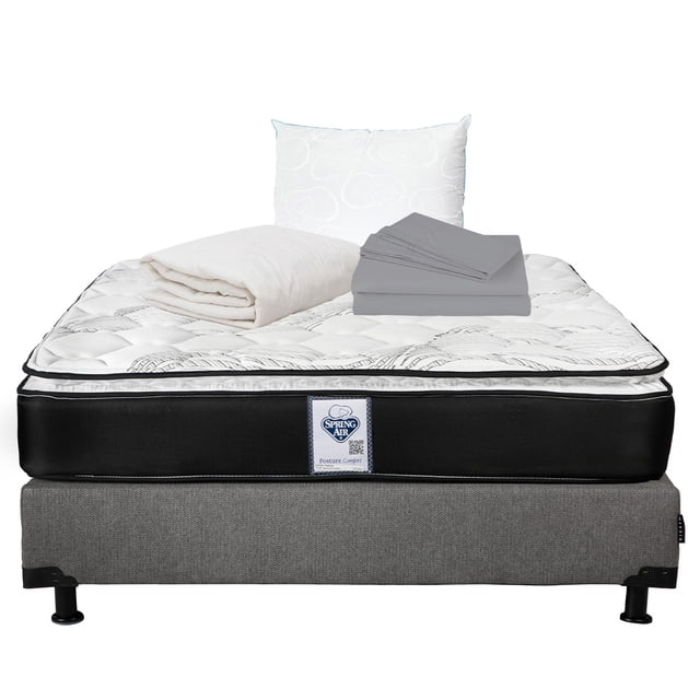 Colchón Matrimonial Premier Spring Air + Box + Sábanas Basic + Protector Ultra + Almohada Osos
