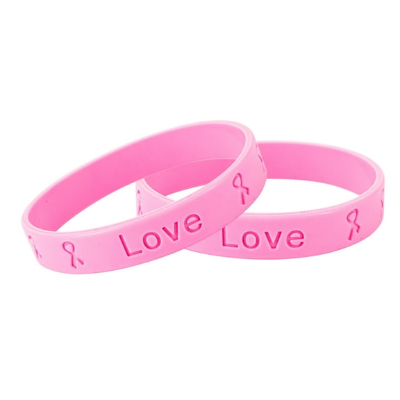 Bulk Pink Breast Cancer Awareness Silicone Bracelets (25 Bracelets)