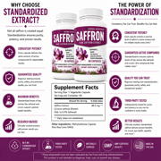 BOGO Sale - Extra Strength Saffron Extract - Two 60 Count Bottles, 88.5mg Per Serving