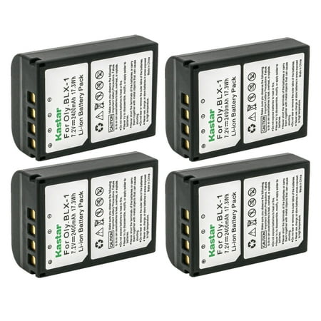Image of Kastar BLX1 Battery 4-Pack Replacement for Olympus OM SYSTEM BLX-1 Lithium-Ion Battery Olympus OM System BCX-1 Lithium-Ion Battery Charger Olympus OM System OM-1 Mirrorless Camera