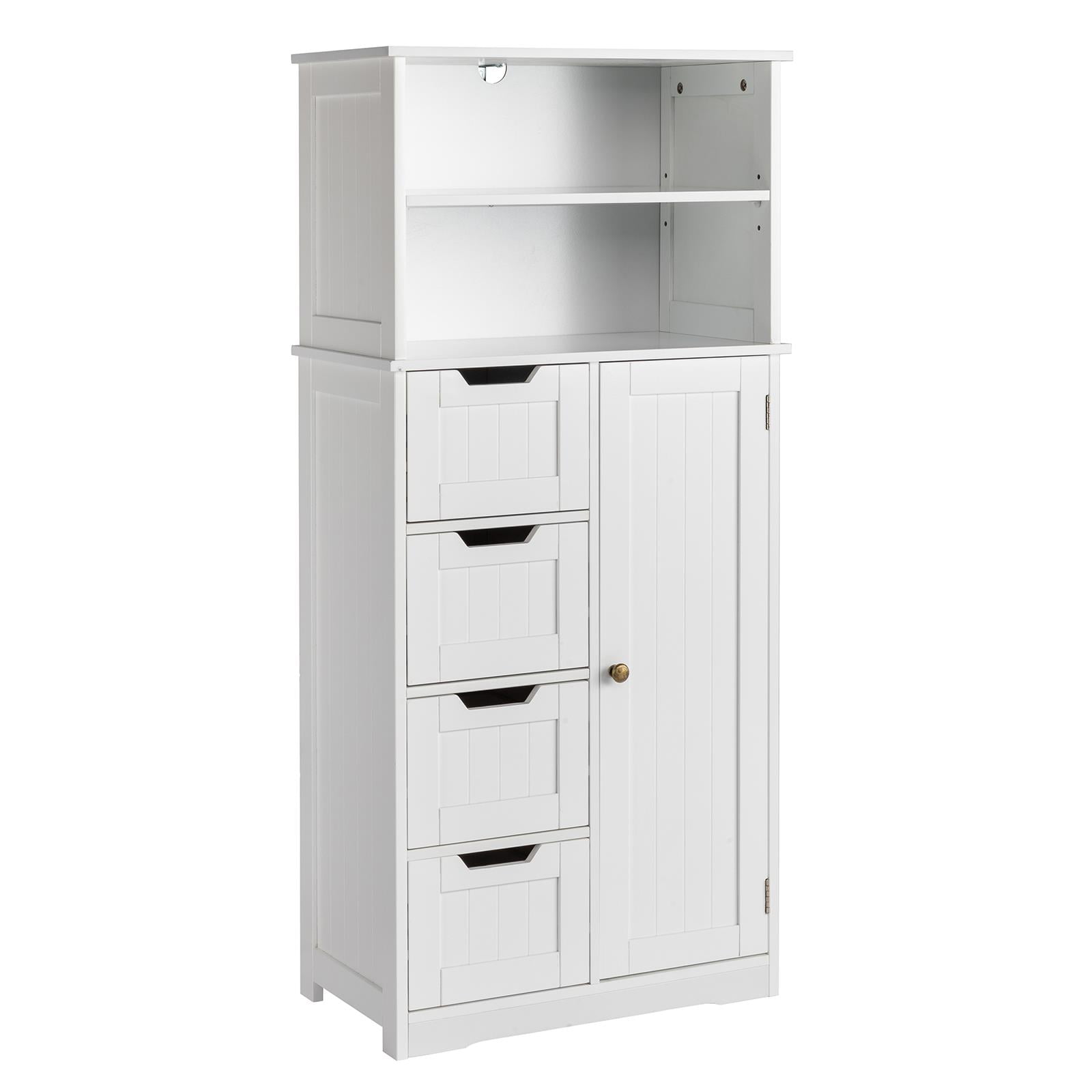 usikey Floor Bathroom Storage Cabinet with 4 Removable Drawers and 1 Door  with AdjustableShelves, Side Storage Organizer for Living Room, Bedroom