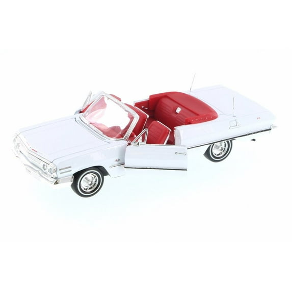 1963 Chevy Impala Convertible, White w/ Red - Welly 22434WWT - 1/24 Scale Diecast Model Toy Car