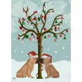thumbnail image 2 of Fab Funky 24x32 White Modern Wood Framed Museum Art Print Titled - French Bulldogs and Christmas Tree, 2 of 4
