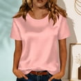 thumbnail image 2 of Satin Blouse for Women Business Casual Outfit Short Sleeve Tops Crewneck Tshirt Silk Shirt Summer Clothes, L, 2 of 7
