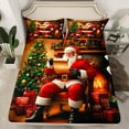 thumbnail image 2 of Manfei Cartoon Santa Claus Queen Sheet Sets,Xmas Tree Flat Sheet,Merry Christmas Queen Fitted Sheet For Girl Kids,Super Cozy Room Decor,4 Pieces, 2 of 7