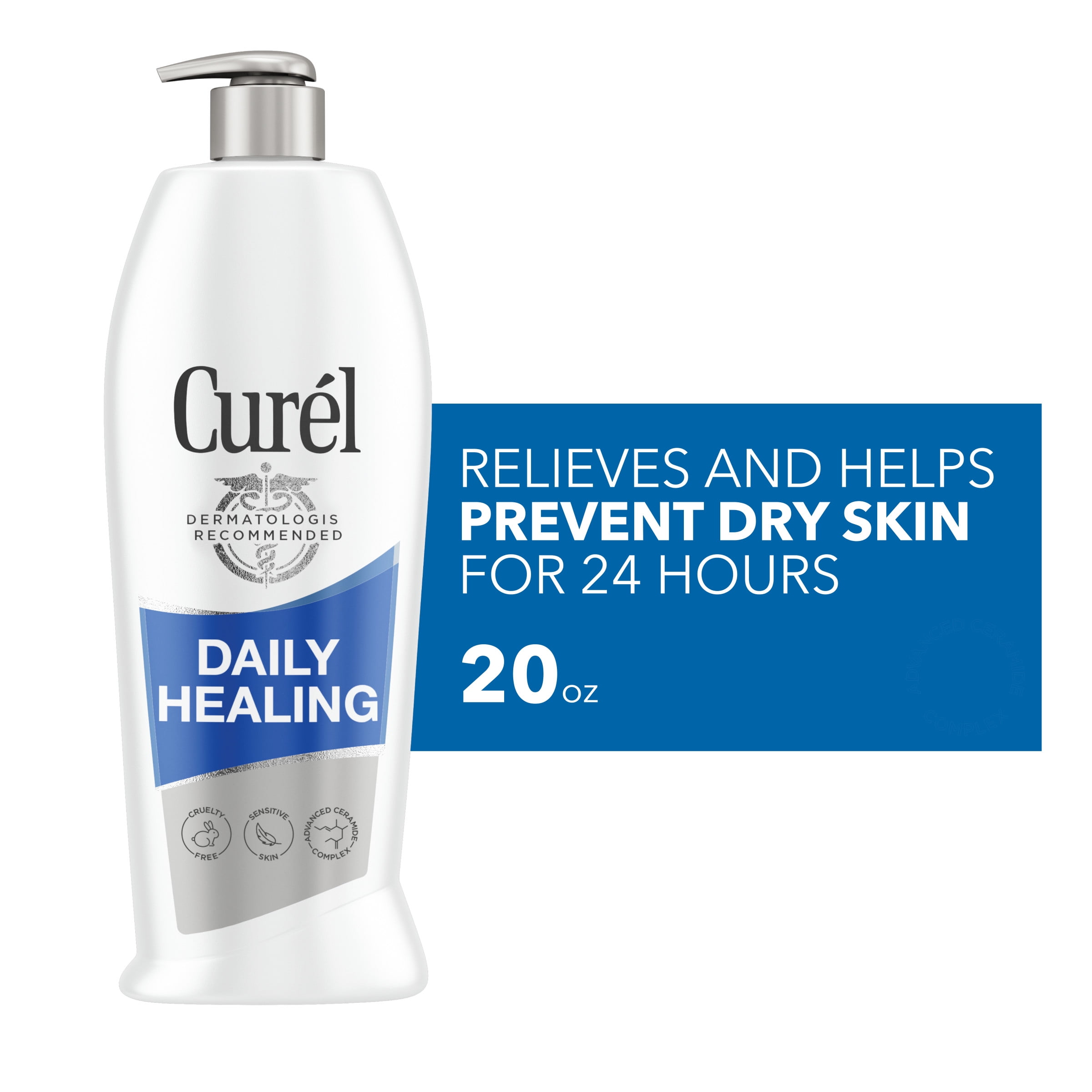 Curel Daily Healing Hand and Body Lotion for Skin, Dermatologist Recommended, with Advanced Ceramides Complex, 20 Ounce Pump Bottle - Walmart.com