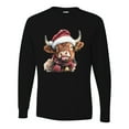 thumbnail image 2 of Wild Bobby Cute Fluffy Christmas Cow with Santa Hat, Cute Christmas Design Sweater | Holiday Men Long Sleeve Shirt, 2 of 5