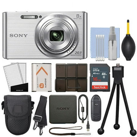 Sony Cyber-shot DSC-W830 20.1MP Digital Camera Silver + 16GB Accessory Kit