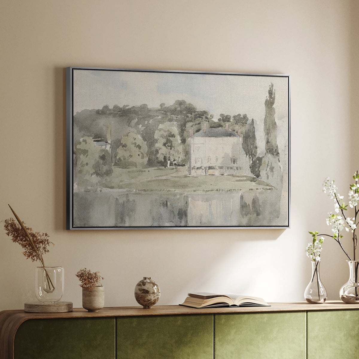 Vintage Landscape-CCCLXVI By Wexford Home Framed in Silver Wood Gallery Wrapped Canvas 17 in. x 25 in.