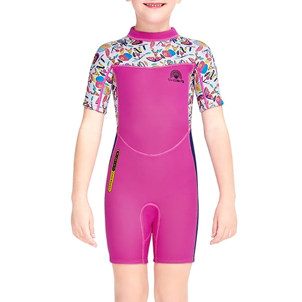 New Style Kids Wetsuits Taje de buceo a prueba de sol engrosamiento de 2,5 mm Traje de baño de cuerpo completo para el buceo juvenil Snorkeling Surfing Natación Rosy XXL Guardurnaity OD003674-05