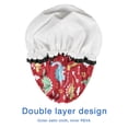 thumbnail image 4 of Shower Caps,Red Cartoon Dinosaurs Arrows Pattern Waterproof Shower Cap for Women 4 Pieces,Double Reusable Hair Cover for Shower PEVA Elastic Stretch Hem, 4 of 7