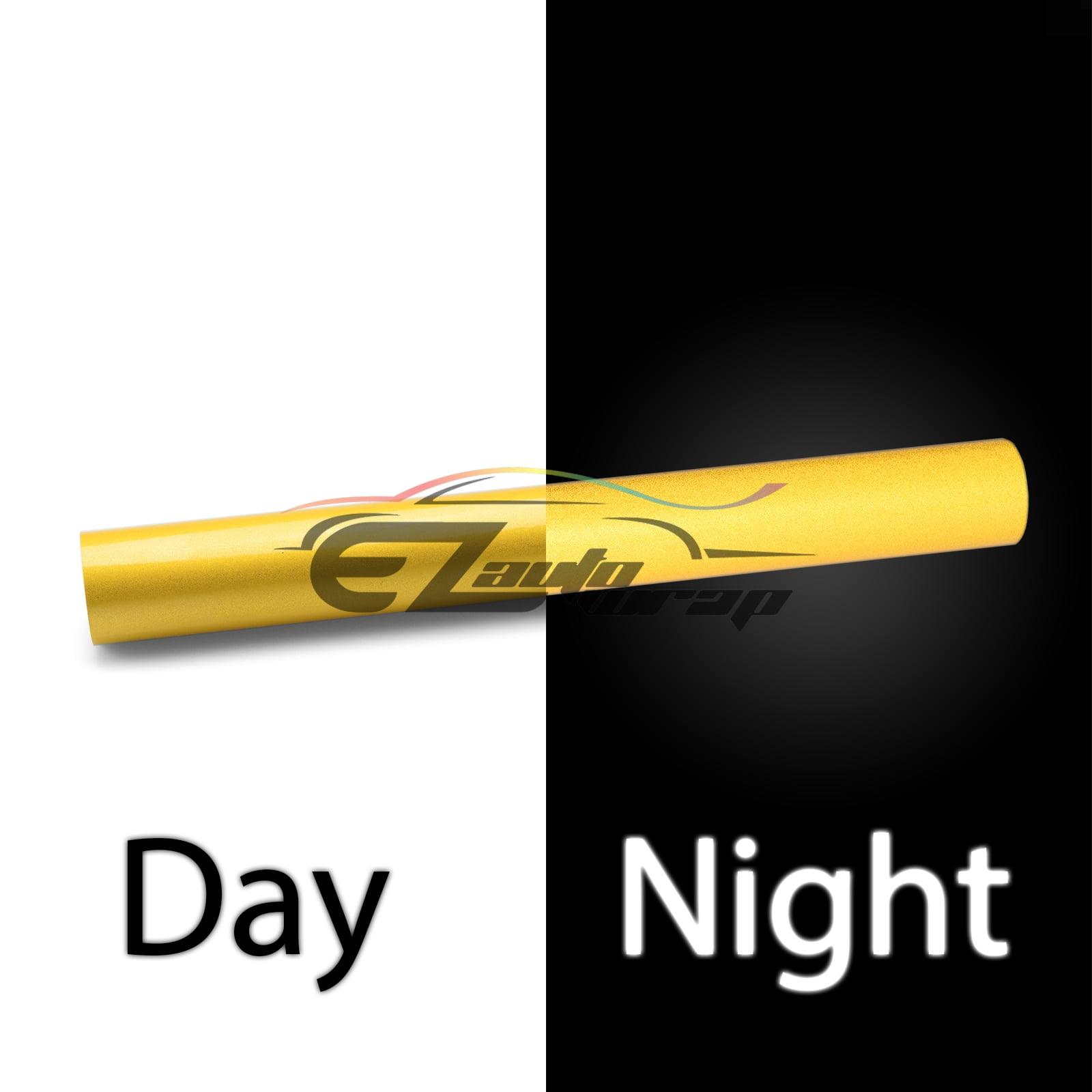 EZAUTOWRAP Yellow Night Reflective Vinyl Wrap Sticker Decal Graphic Sign Self Adhesive Film Roll For Car Vehicle Boat Truck Trailer RV Motorcycle Bike Road Sign Party Club Decoration