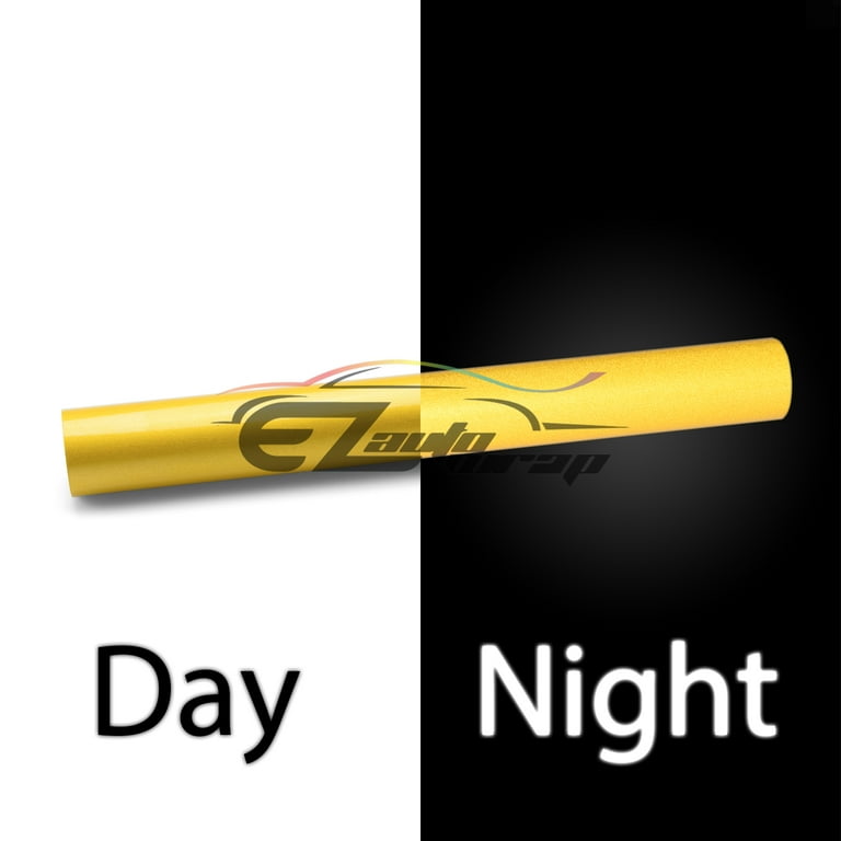 EZAUTOWRAP Yellow Night Reflective Vinyl Wrap Sticker Decal Graphic Sign  Self Adhesive Film Roll For Car Vehicle Boat Truck Trailer RV Motorcycle  Bike Road Sign Party Club Decoration 